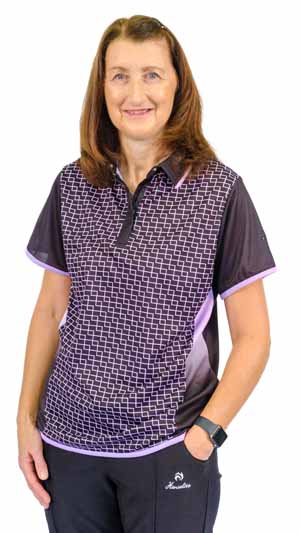 Henselite Style 23 Black-Lilac Ladies Blouse White/Grey