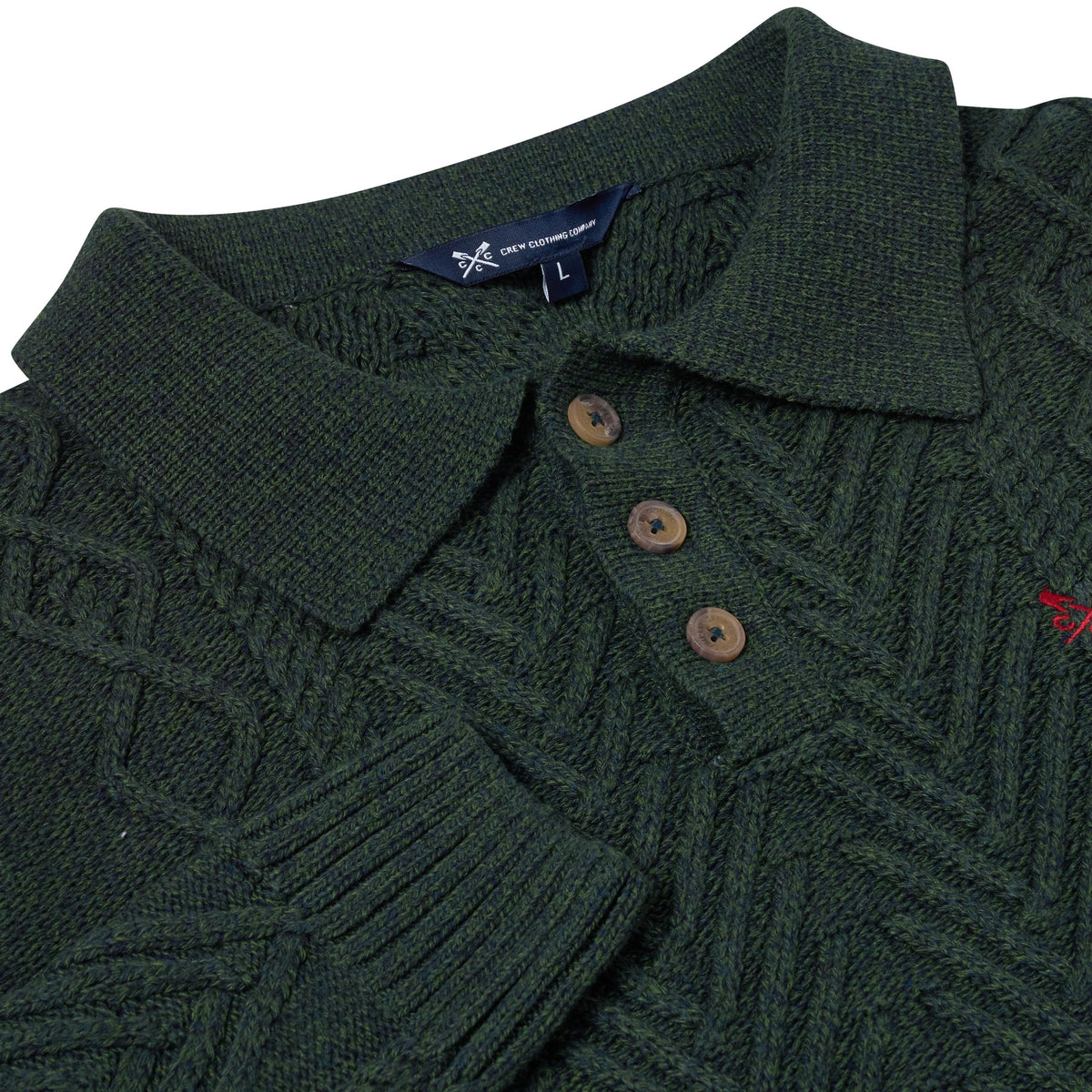 Crew Clothing Company Cable Knit Button Neck Jumper