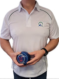 Bowls World product image of ibowl Polo Shirt White with Bottle Green Piping Now 1/2 Price