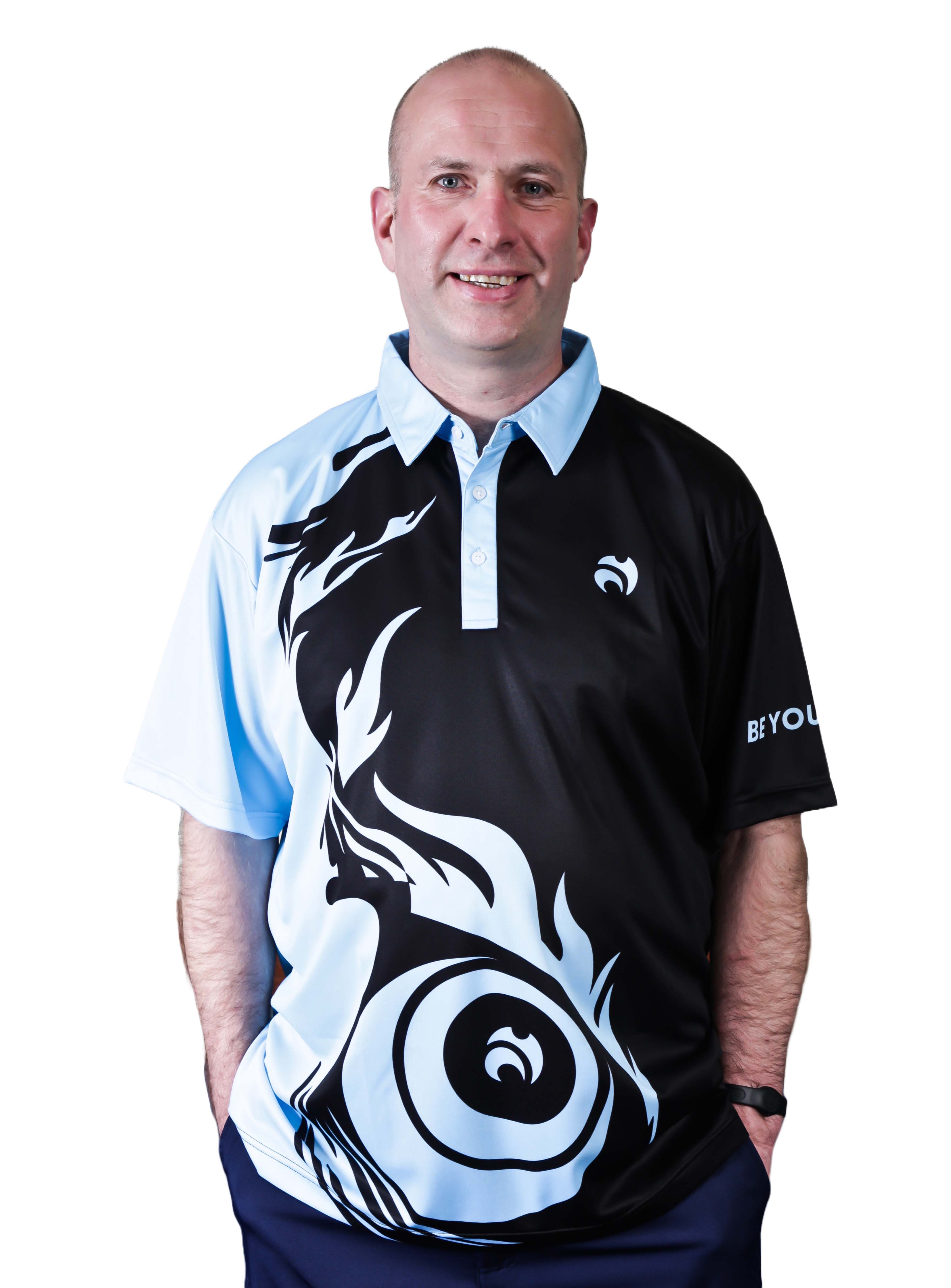 Bowls World product image of Henselite Style 25 Polo Shirt Black-Powder Blue