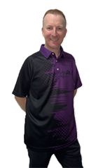 Bowls World product image of Henselite Limited Edition Polo Shirt Black/Purple