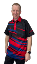 Bowls World product image of Henselite Limited Edition Polo Shirt Black/Red/Blue