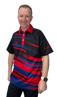 Bowls World product image of Henselite Limited Edition Polo Shirt Black/Red/Blue