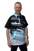 Bowls World product image of Henselite Limited Edition Polo Shirt Black/Sky/White
