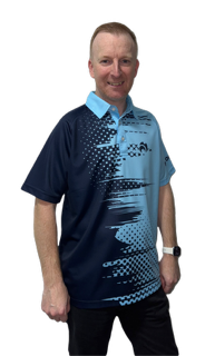 Bowls World product image of Henselite Limited Edition Polo Shirt Navy/Powder Blue