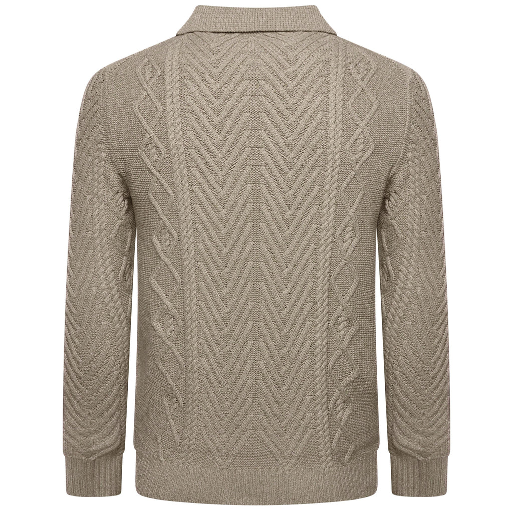 Crew Clothing Company Cable Knit Button Neck Jumper