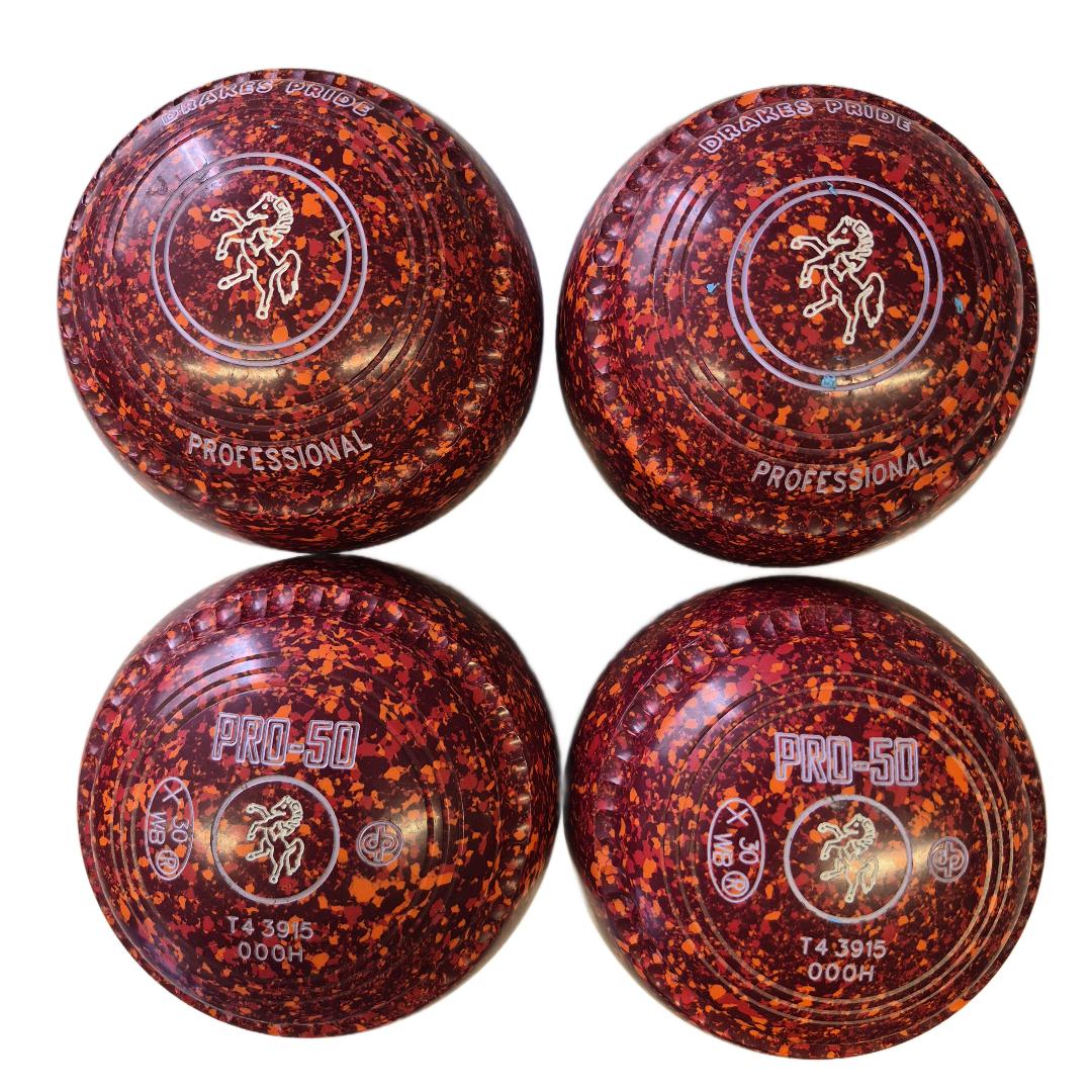 Drakes Pride Professional PRO50 Bowls Size 000H Maroon-Orange-Red