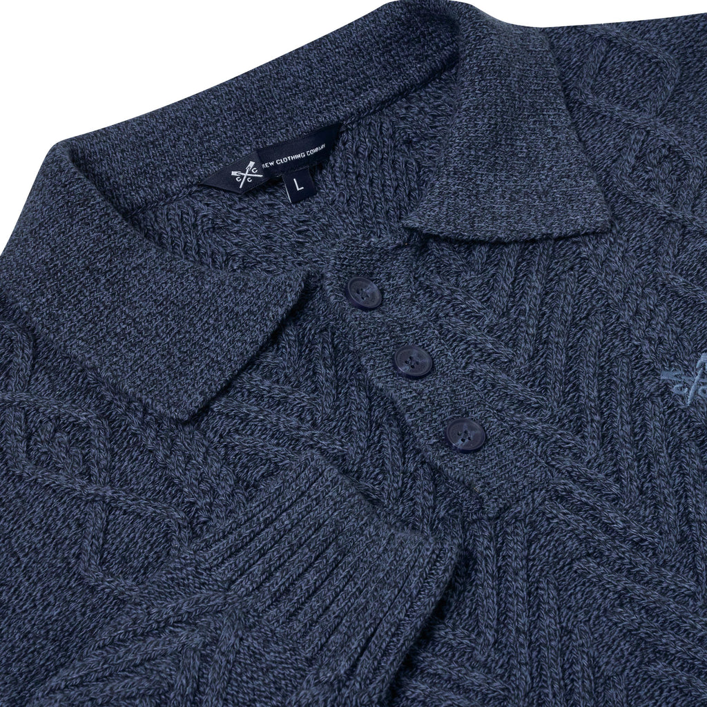 Crew Clothing Company Cable Knit Button Neck Jumper