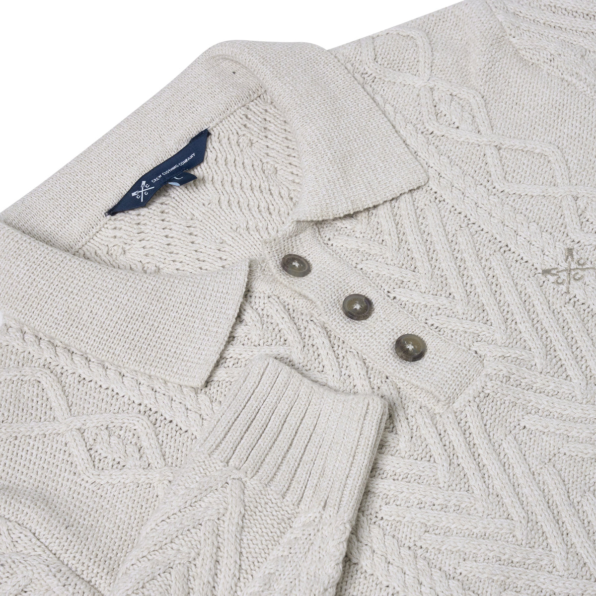 Crew Clothing Company Cable Knit Button Neck Jumper