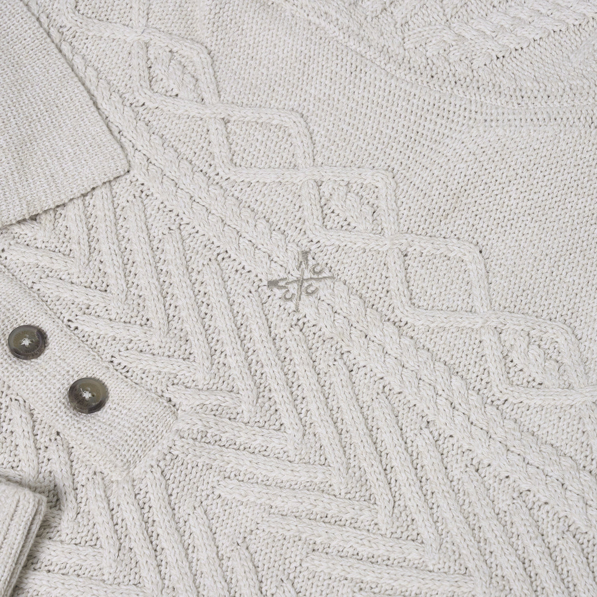 Crew Clothing Company Cable Knit Button Neck Jumper