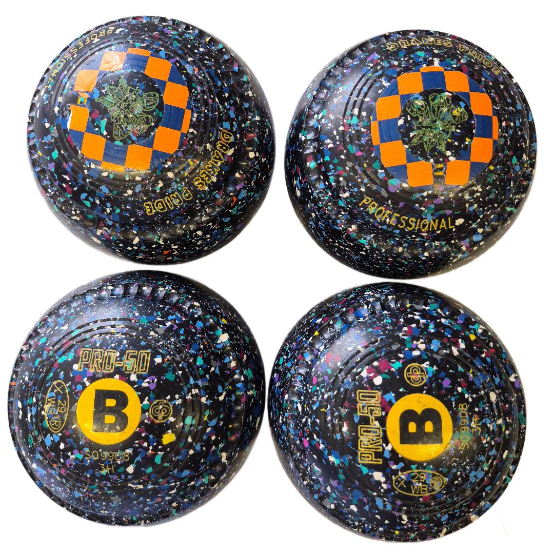 Drakes Pride Professional PRO50 Bowls size 3H Black Harlequin