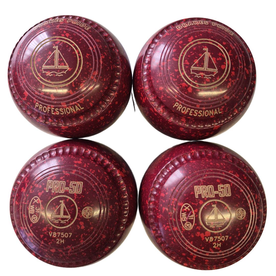 Drakes Pride Professional PRO50 Bowls size 2H Maroon-Red