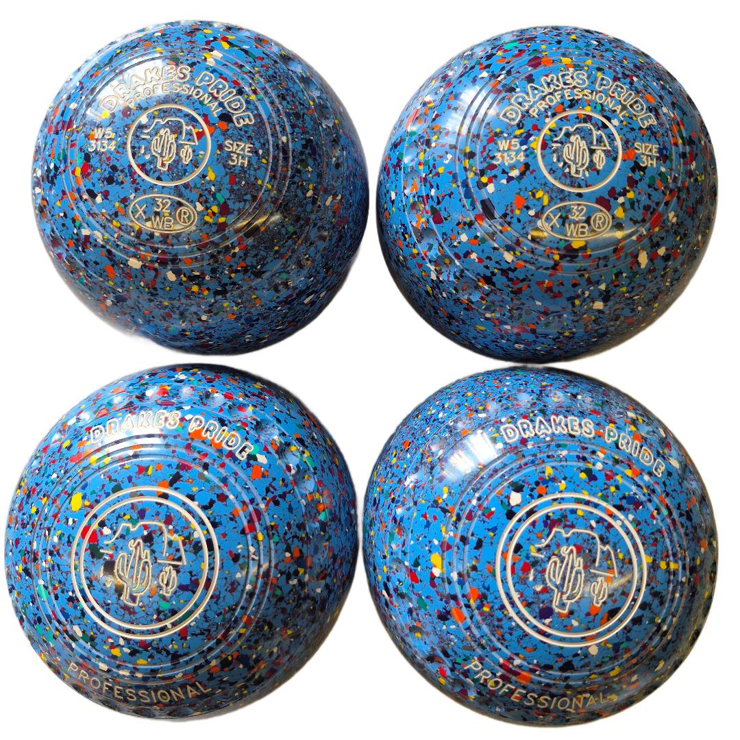 Drakes Pride Professional Bowls, size 3H Sky Blue harlequin
