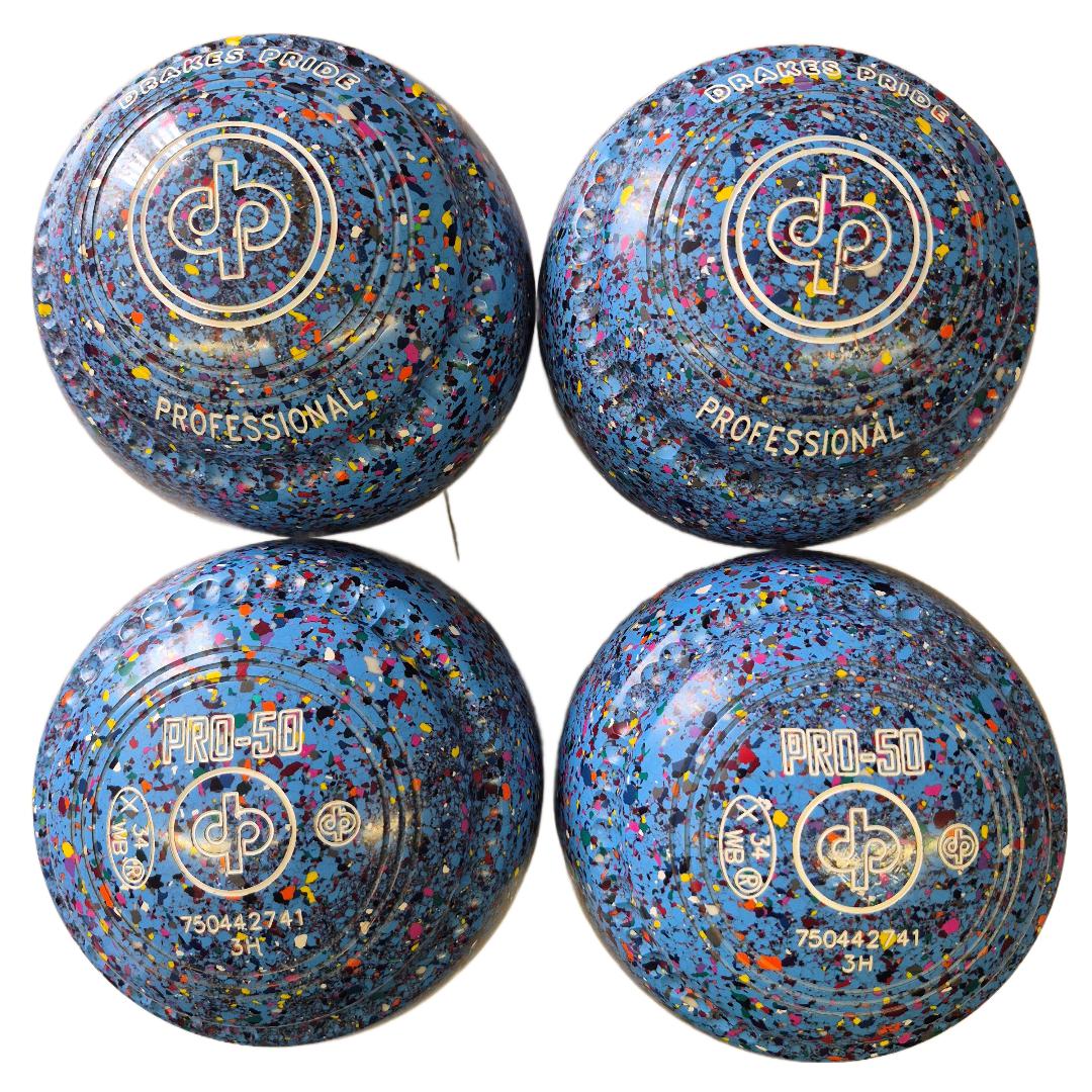 Drakes pride Professional PRO50 Size 3H Bowls Sky Blue Harlequin